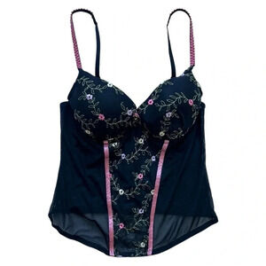 Y2K Secret Treasures Floral Mesh Bustier Cropped Tank Top